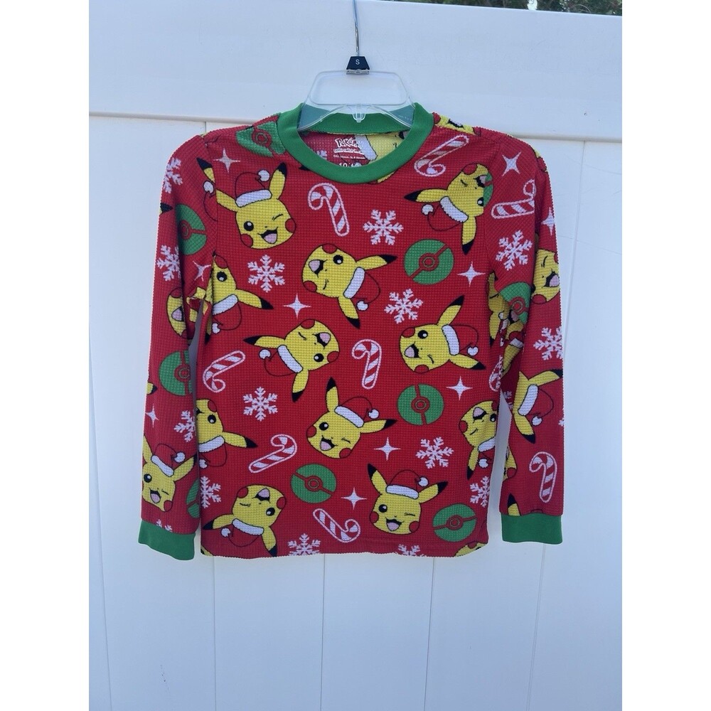 Pokemon Pikachu Pajama Top Boys 10 Long Sleeve